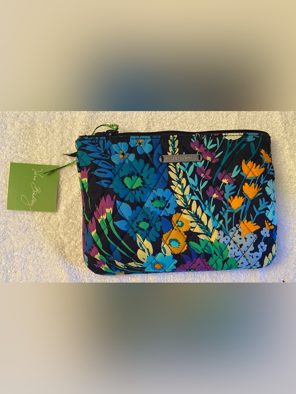Vera Bradley NWT - Midnight Blues Floral Quilted Cosmetic Pouch/Case.